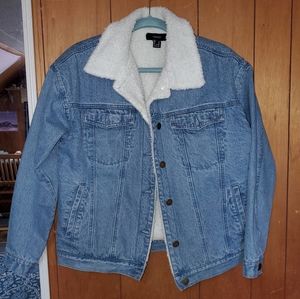 F21 sherpa lined denim jacket